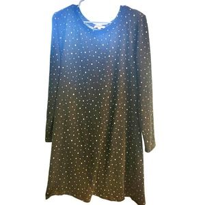 Gilli Hunter Green Long Sleeve Dress with White Polka Dots - XL